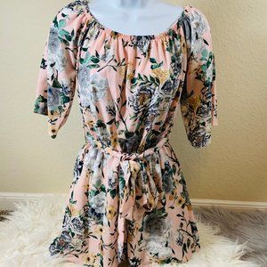 Floral Front Belted Romper